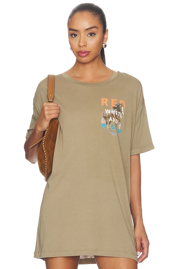 view 2 of 4 T-SHIRT RED WHITE AND MALIBU OVERSIZED in Camel Gold