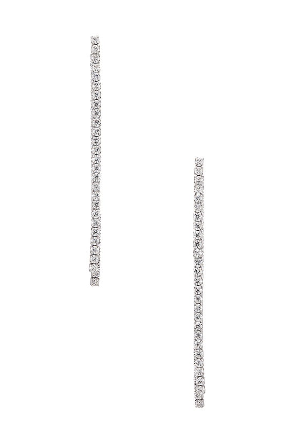 view 1 of 2 Double Linear CZ Dangle Earrings in Silver