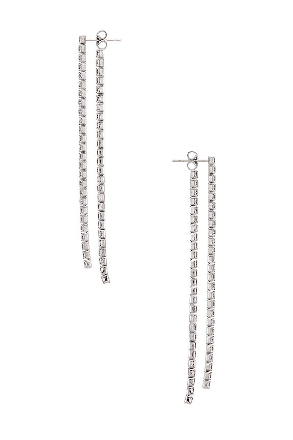 view 2 of 2 Double Linear CZ Dangle Earrings in Silver
