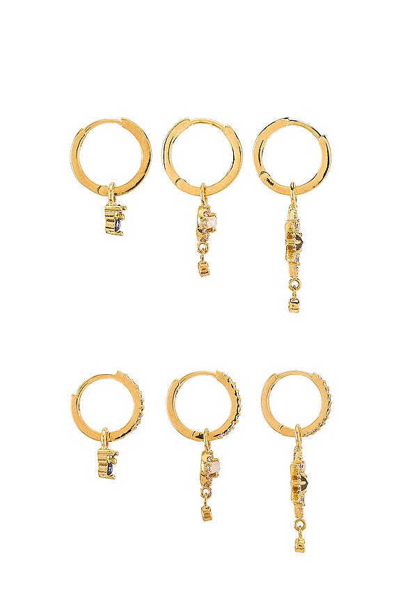 view 2 of 5 Huggie Earring Set in Gold