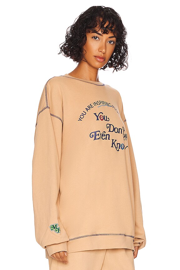 view 2 of 4 THE MAYFAIR ART CLUB You're the Inspiration Crewneck in Tan