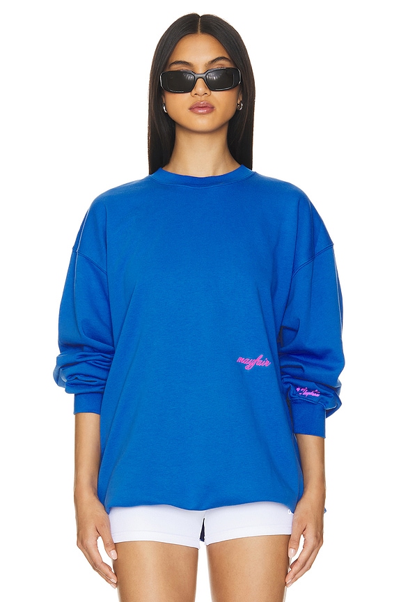 view 2 of 6 You Deserve To Be Happy Crewneck in Royal Blue