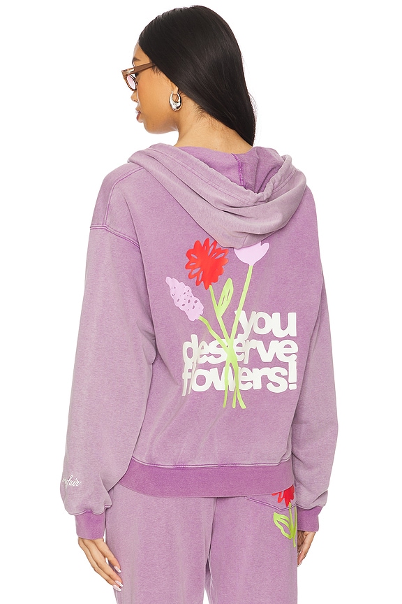 view 1 of 6 You Deserve Flowers Fitted Hoodie in Vintage Purple