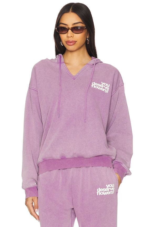 view 2 of 6 You Deserve Flowers Fitted Hoodie in Vintage Purple
