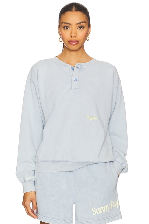 view 2 of 6 Sunny Days Are Coming Henley Sweatshirt in Blue