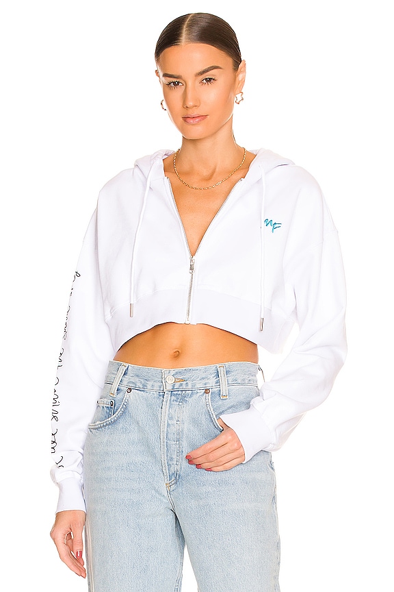 The Mayfair Group x REVOLVE Cropped Zip-Up Hoodie in White | REVOLVE