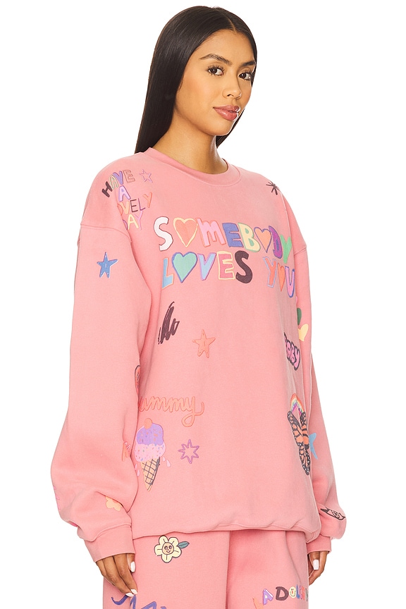 view 2 of 5 Somebody Loves You Sweatshirt in Pink