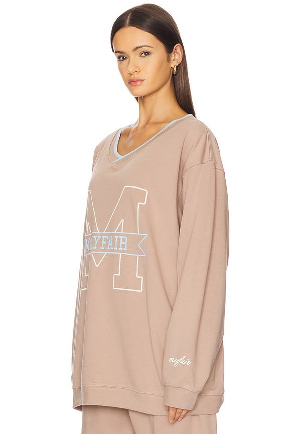 view 2 of 5 Mayfair Angels V Neck Sweatshirt in Taupe