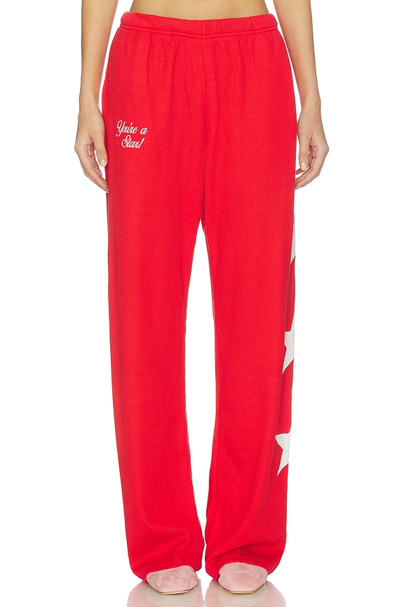 view 2 of 6 You're A Star Wide Leg Sweatpants in Red