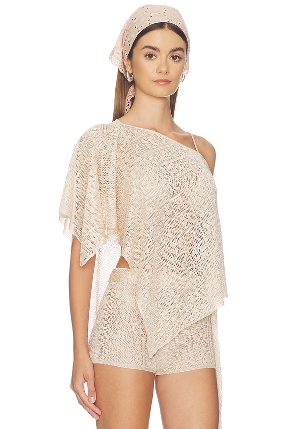 view 2 of 5 Fern Crochet Poncho in Champagne