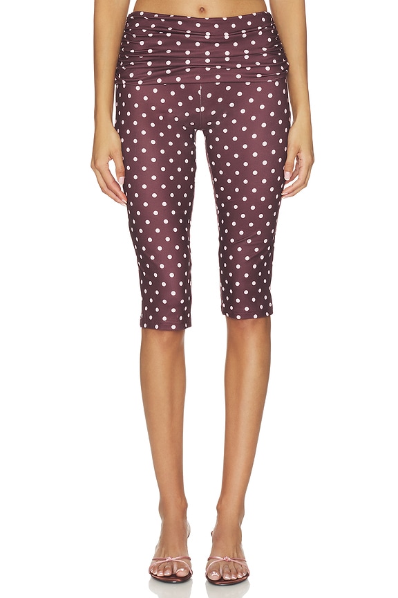 view 1 of 6 Vali Polka Dot Capri Pant in Chocolate & Baby Pink