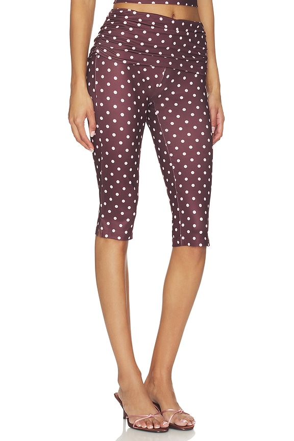 view 2 of 6 Vali Polka Dot Capri Pant in Chocolate & Baby Pink