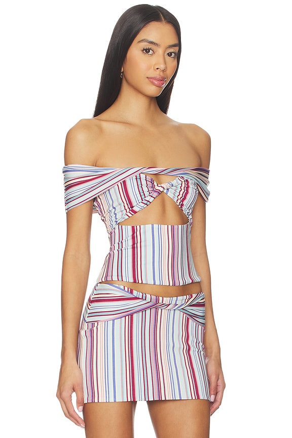 view 2 of 5 Haze Twist Top in Variegated Stripe