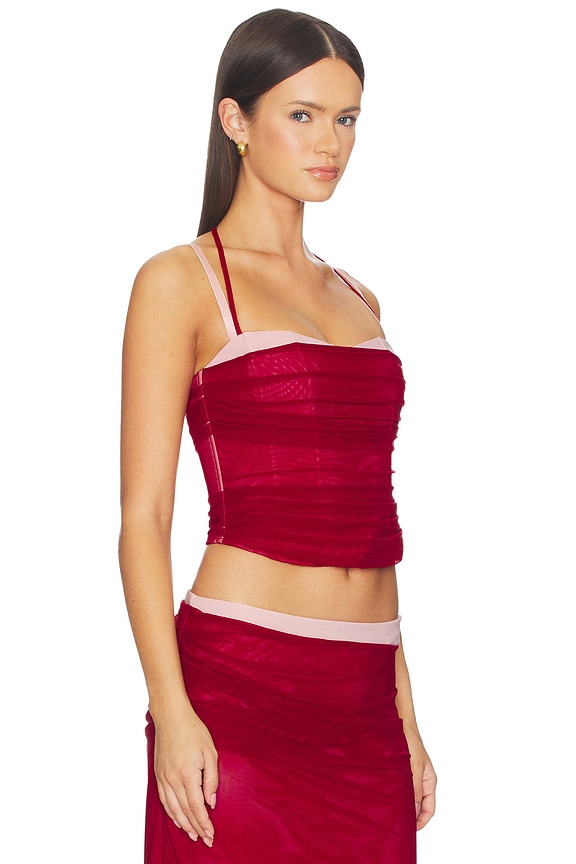 view 2 of 4 Caline Ruched Corset Top in Red