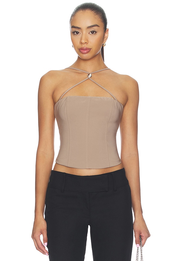 view 1 of 5 Tamora Corset Top in Taupe
