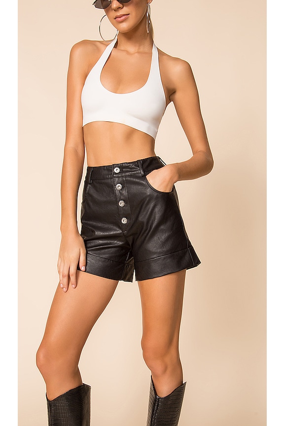 view 1 of 4 Soho Vegan Leather Shorts in Black