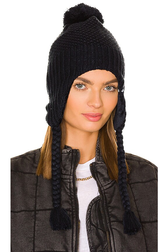 view 1 of 3 Purrl Stitch Earflap Beanie in TNF Black