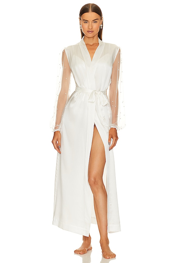 view 2 of 5 Silk Cecilia Pearl Robe in White
