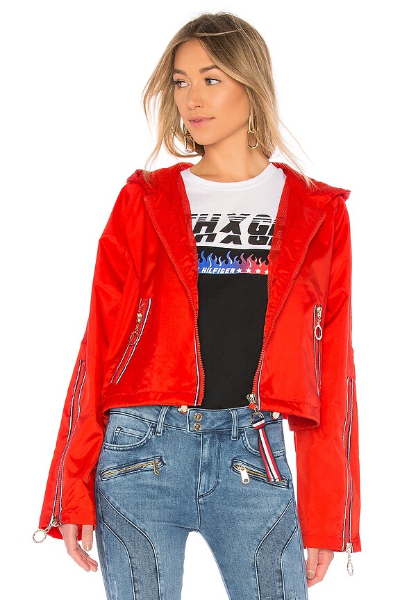 view 2 of 5 TOMMY X GIGI Gigi Hadid Visor K-Way Jacket in Flame Scarlet