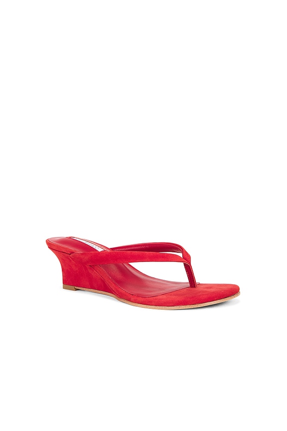view 2 of 5 Edgy Wedge Sandal in Tomato Nubuck
