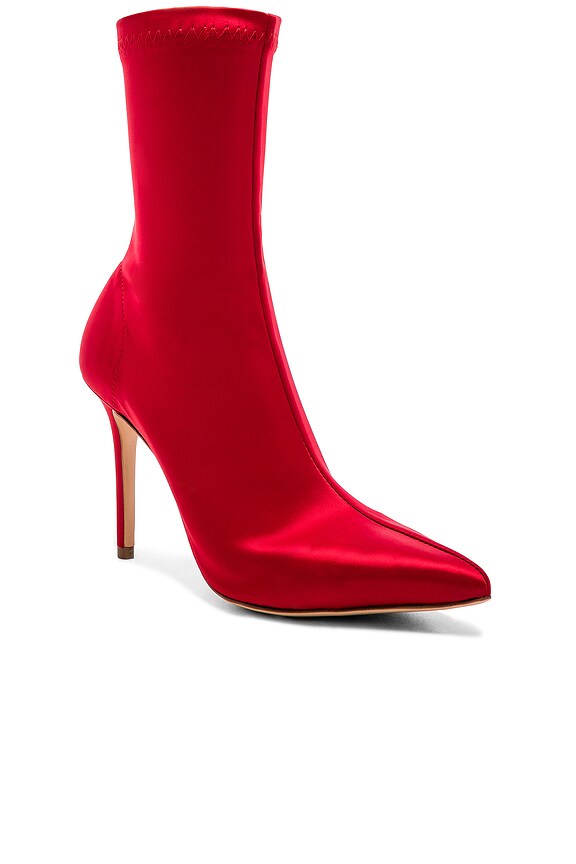view 2 of 5 Davis Boot in Red Satin Stretch