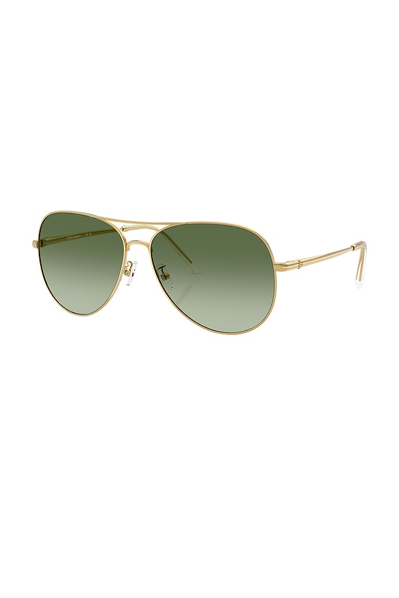 view 2 of 3 Aviator Sunglasses in Yellow Gold & Green