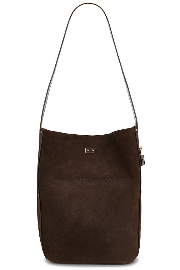 view 2 of 4 Lock Suede Slim Bucket Bag in Dark Coco