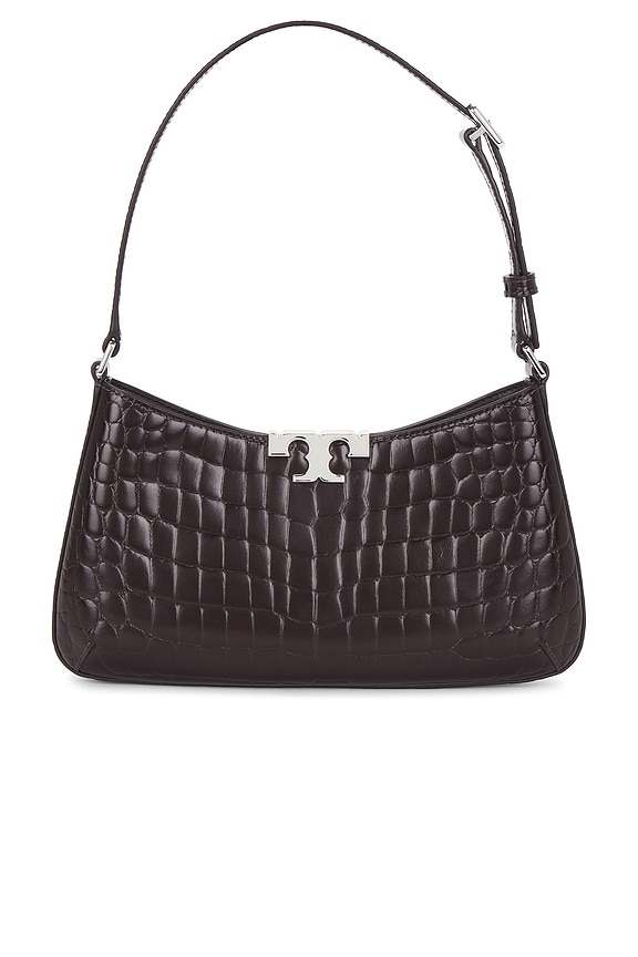 view 2 of 4 Eleanor Croc Embossed Slim Shoulder Bag in Deep Burgundy