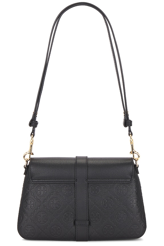 view 2 of 5 T Monogram Pebble Soft Small Shoulder Bag in Black
