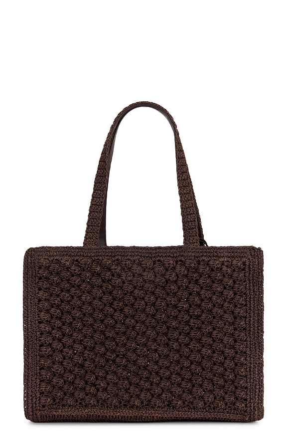 view 2 of 4 Ella Hand Crocheted Popcorn Stitch Small Tote Bag in Dark Cocoa