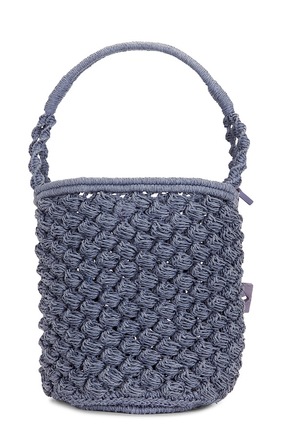 view 2 of 4 Ella Hand-crocheted Popcorn Stitch Bucket Bag in Gray