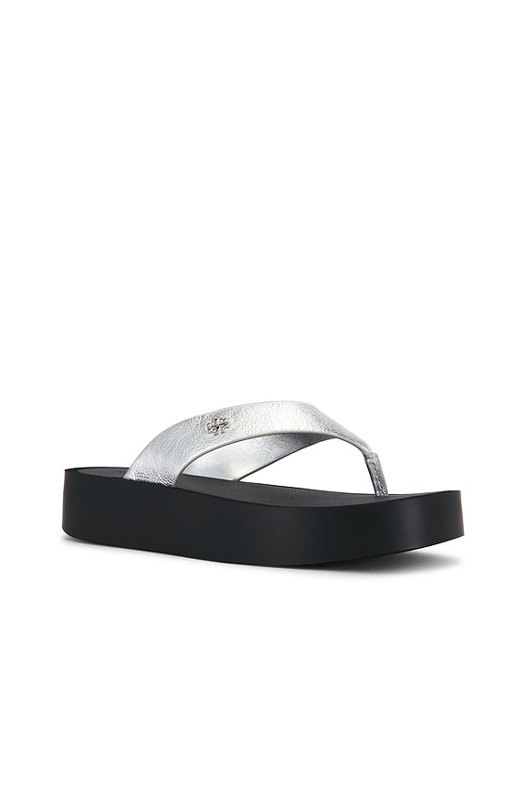 view 2 of 5 CHANCLAS LEATHER PLATFORM in Silver & Perfect Black