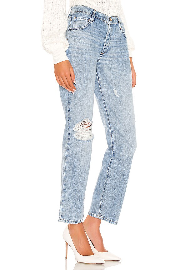 view 2 of 4 Mid Rise Straight Leg Distressed Jean in Light Indigo