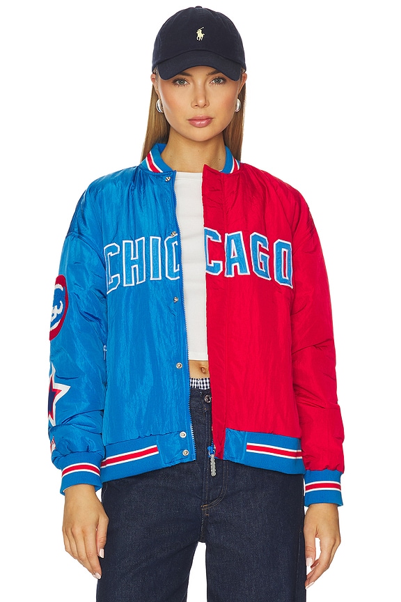 view 1 of 4 x REVOLVE Chicago Cubs Multi Logo Bomber in Blue & Red
