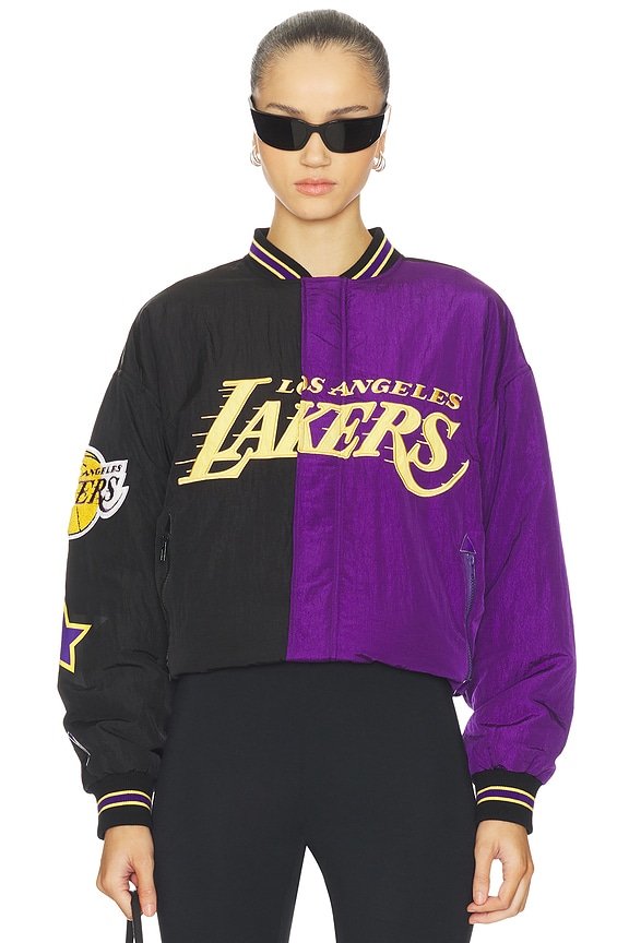 view 1 of 7 x REVOLVE Lakers Multi Logo Bomber in Black & Purple