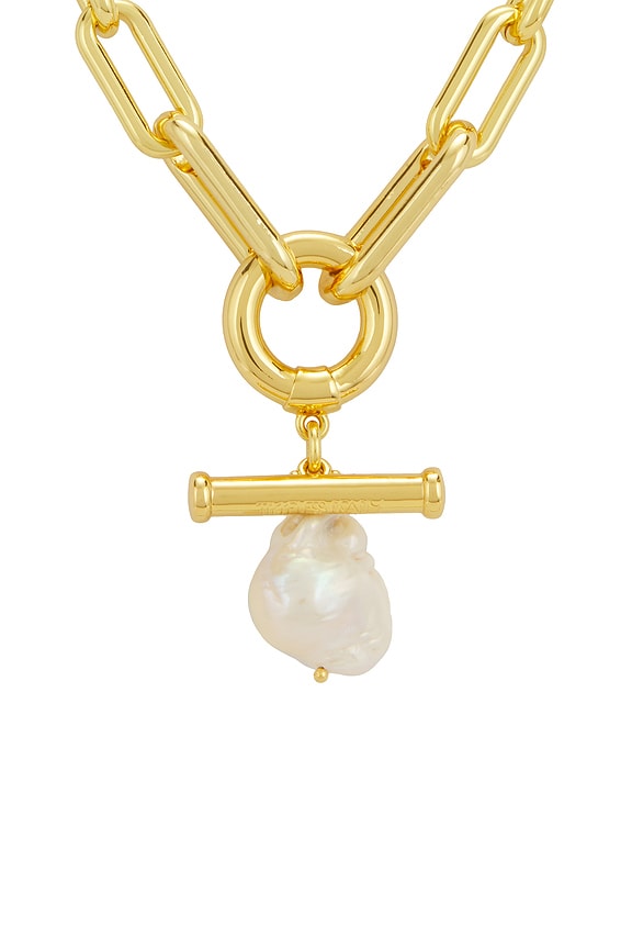 view 2 of 3 Pearl Pendant Chain Necklace in Gold