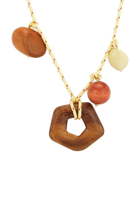 view 2 of 3 Wooden Charms Necklace in Yellow