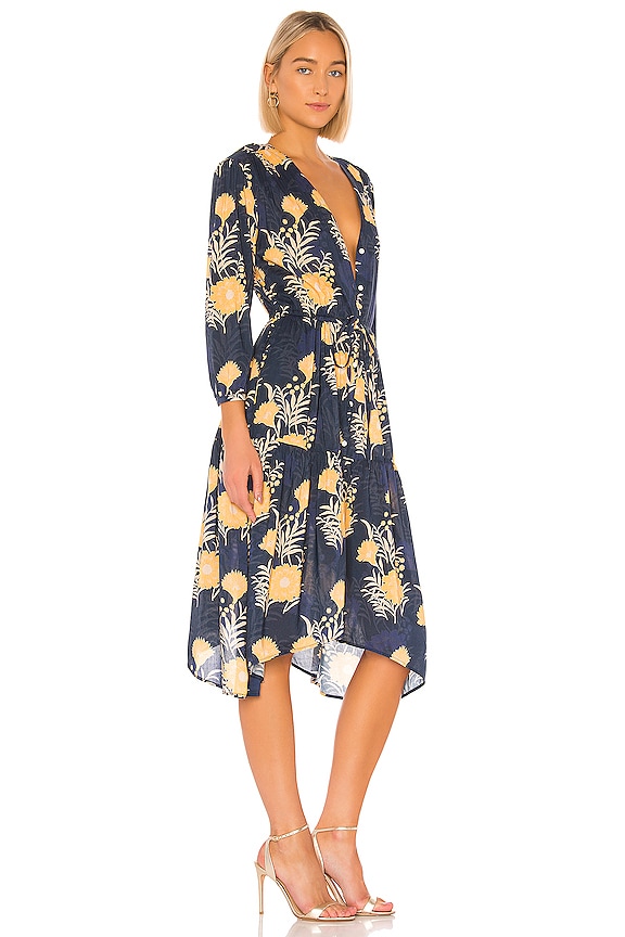 view 2 of 4 Ainsley Boho Dress in Navy & Gold Floral