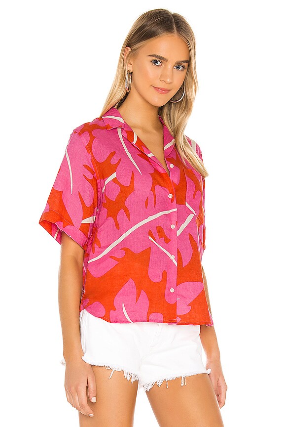 view 2 of 4 Margot Short Sleeve Camp Shirt in Pink Palm Print