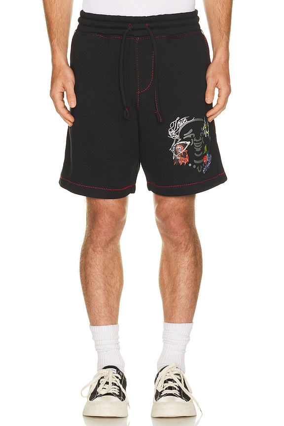 view 1 of 5 Buddha Face Big T Fleece Shorts in Jet Black