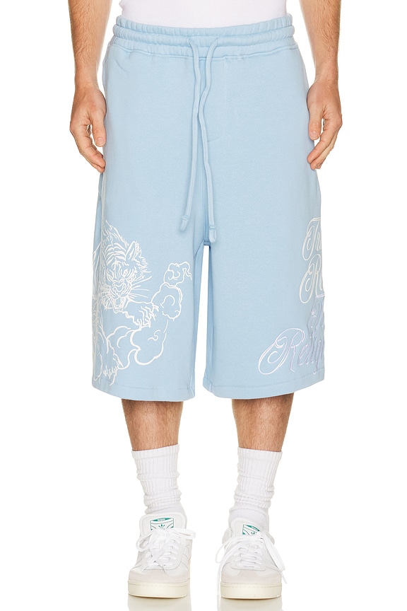 view 1 of 7 Tiger Script Mikey Fleece Shorts in Blue Bell