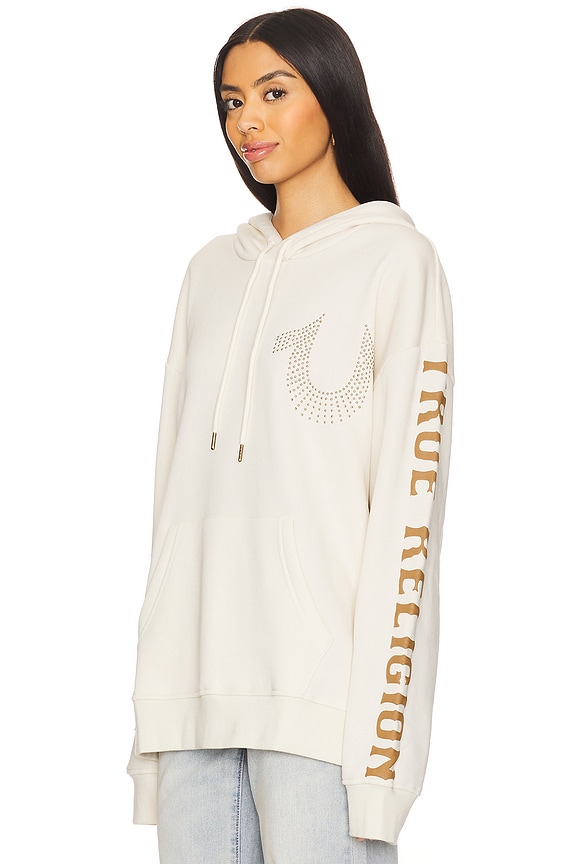 view 2 of 5 Relaxed Studded Pullover Hoodie in Winter White
