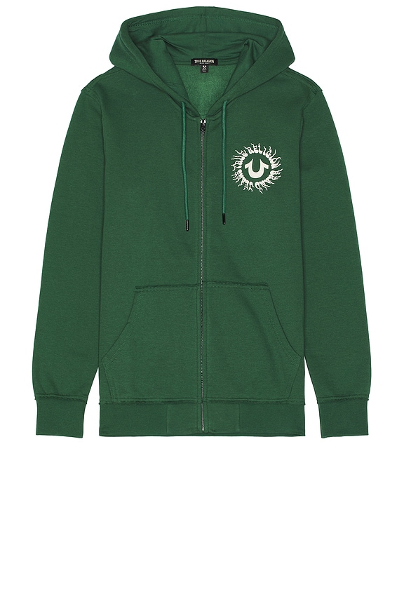 view 2 of 3 Blazing Tour Applique Zip Hoodie in Dark Green