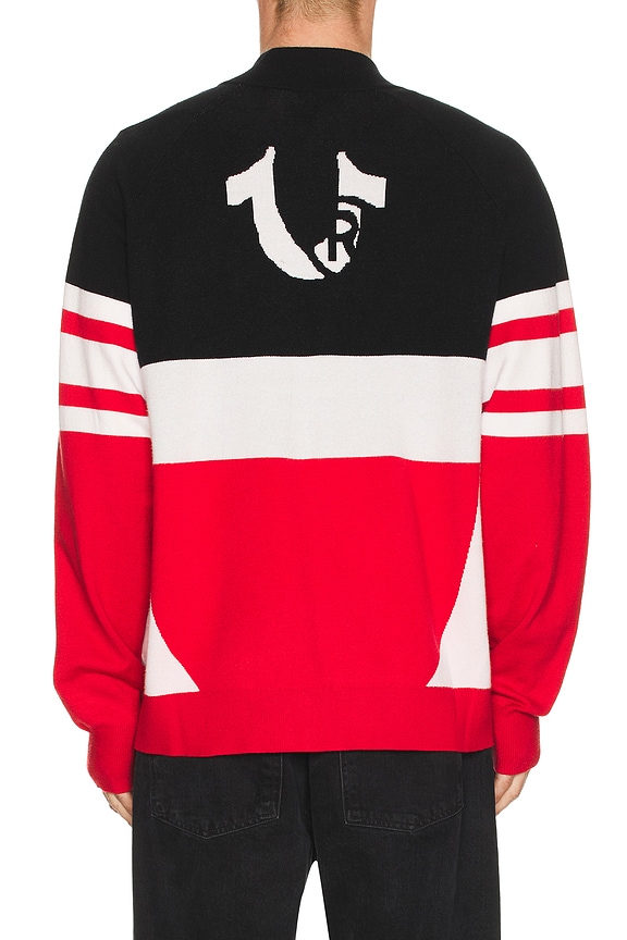 view 2 of 5 Racing Raglan Zip Sweater in Red, Black, & White