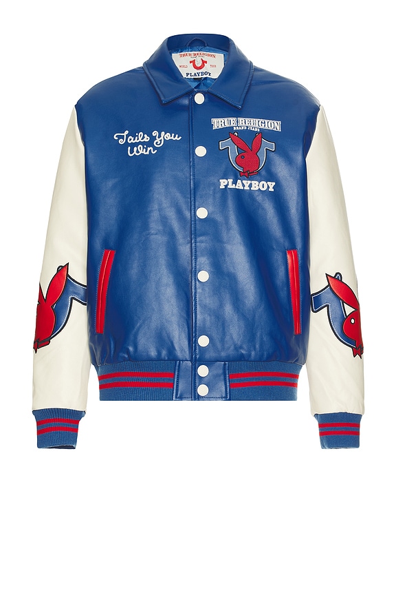 view 2 of 6 x Playboy PU Bomber Jacket in Pacific Blue & Solitary Star