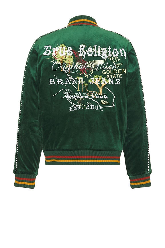 view 2 of 6 Western Velvet Bomber Jacket in Dark Green