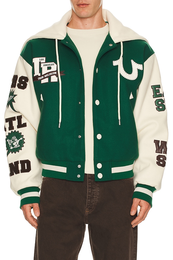 view 2 of 8 BLOUSON CAMPUS RETRO in Evergreen & Winter White