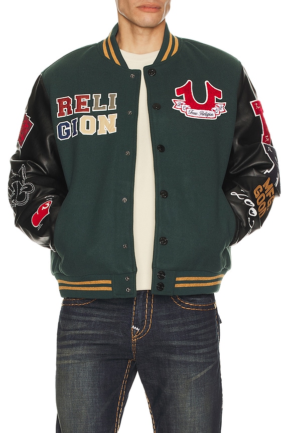 view 2 of 7 Cat Lover Varsity Jacket in Green Gables