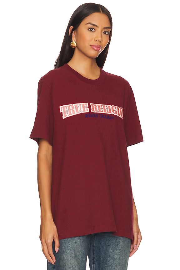 view 2 of 5 Cross Stitch Arch Tee in Cabernet