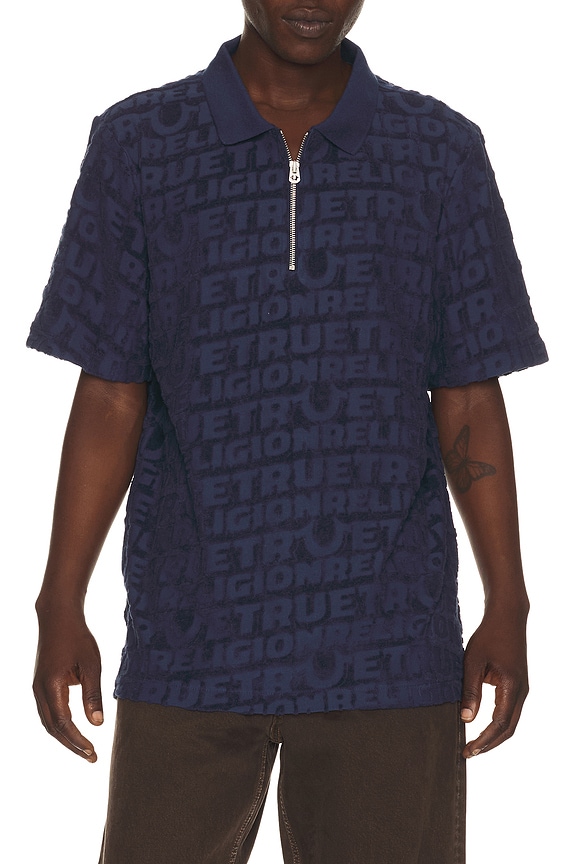 view 1 of 5 POLO À GLISSIÈRE LOGO in Midnight Blue